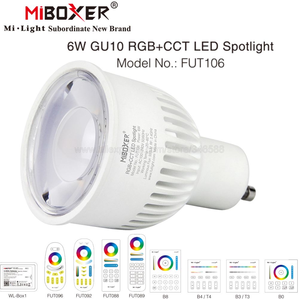 MiBoxer 2.4G 6W GU10 RGB + CCT LED ƮƮ ..